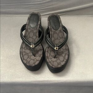 Coach Women's Black and Gray Platform Sandals
